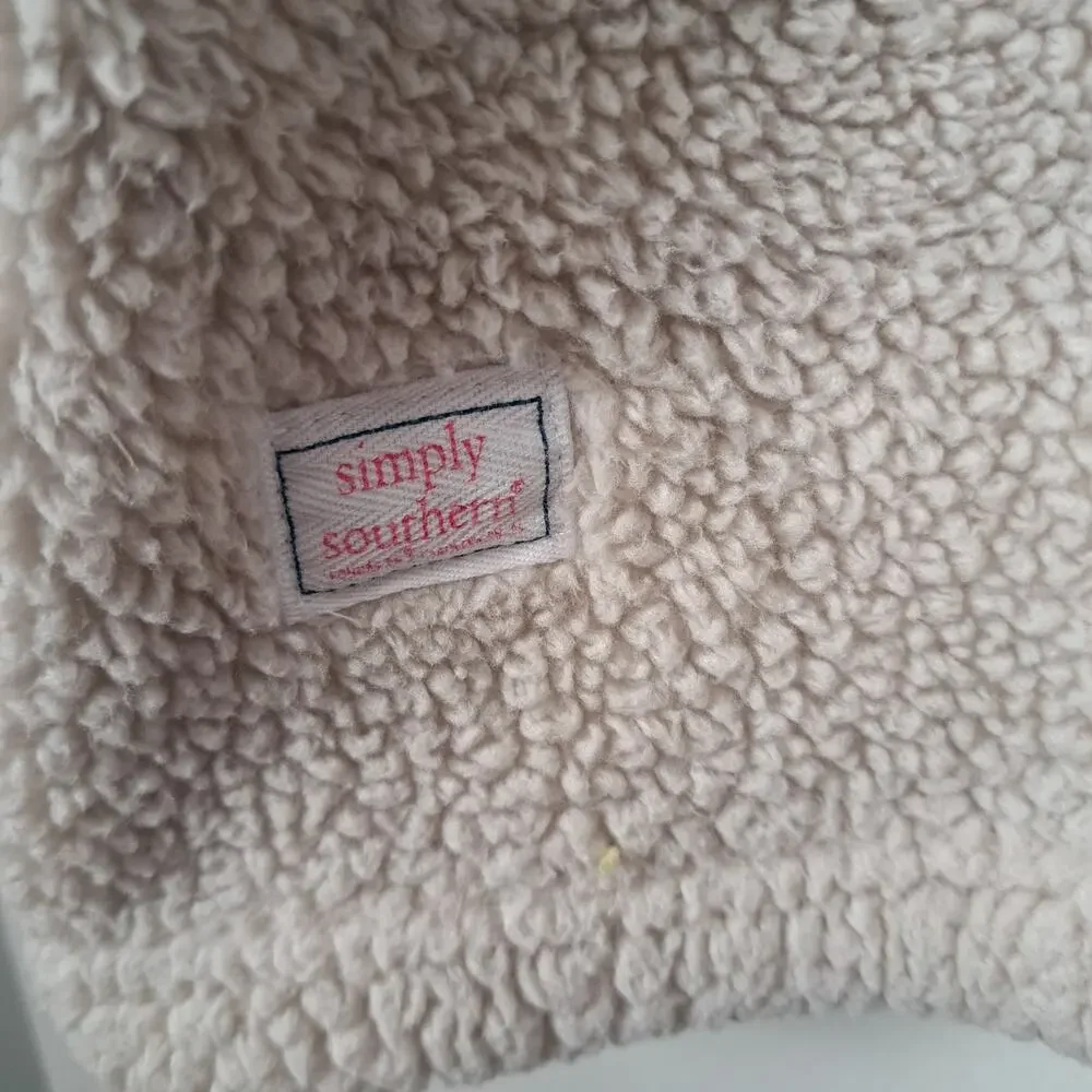 Simply Southern Ombre Sherpa 1/4 Zip Pullover Jacket Gray Women's Medium